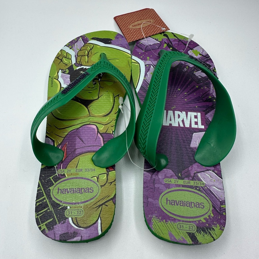 Havaianas Marvel Toddler Boys USA Slippers Flip Flops Hulk Multi Size